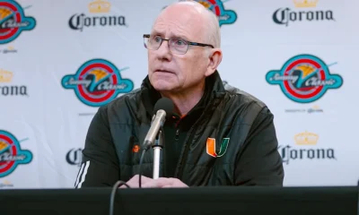 Former George Mason coach Jim Larranaga, during a Miami press conference in 2024. (screenshot via Miami Athletics)