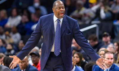Former Georgetown head coach Patrick Ewing during a 2023 game (photo via Rafael Suanes/Georgetown)